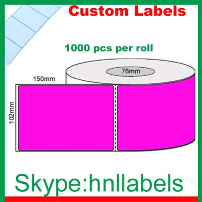 China Thermal Transfer Labels 102mmX150mm/1 Fluro Pink roll Perm, Perf, 1,000Lpr 76mm core for sale