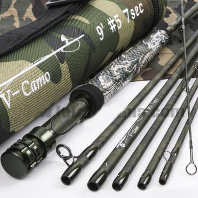 China Carbon 30 +36T SK Carbon 9ft 5wt 7pc Camouflage Color Fishing Fly Rod for sale