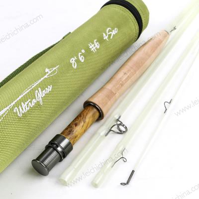 China New Wholesale 8ft6 #4 4pcs Carbon Fiberglass Fly Fishing Rod for sale