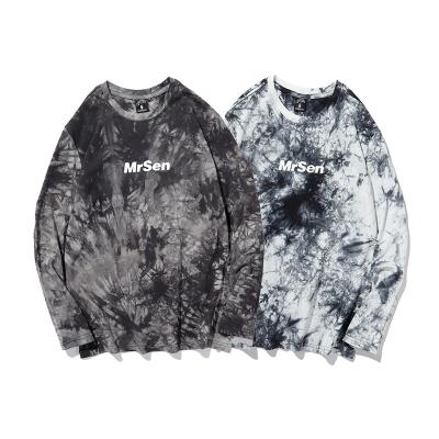 China Anti-Wrinkle Mens And Womens Casual Crewneck Long Sleeve T-shirt Men Tie Dye Letter Printing T-shirt Spring Autumn for sale