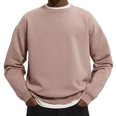 China Custom 100% cotton heavy French Terry anti-pilling men's plain embroidery crewneck sweatshirt for sale