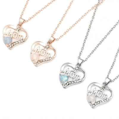 China Europe and America WeSparking EMO Mom Heart Opal Necklace with Diamond Clavicle Pendant Necklace heart-shaped jewelry for sale