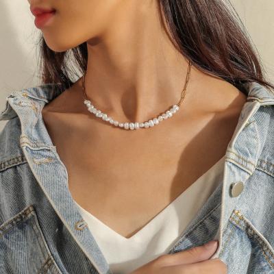 China WeSparking EMO Pearl Necklace Design Stainless Steel Short Clavicle Chain Necklace Fashion Jewelry for sale