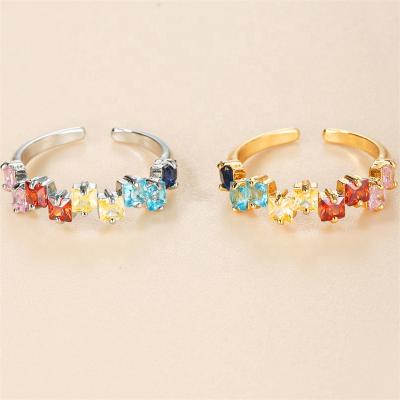 China WeSparking TRENDY EMO Cubic Zircon Copper Rings for Women Delicate Geometric Rings Set Fashion Jewelry for sale