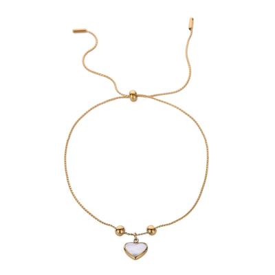 China WeSparking EMO Women Fashion Trendy Jewelry Stainless Steel Gold Heart Shell Adjustable Charm Anklet For for sale