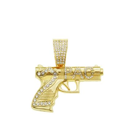 China Hiphop WeSparking EMO Cool Diamond-studded Gun Necklace Charm Pendant With Diamond-studded Pendant Fashion Jewelry Accessories for sale