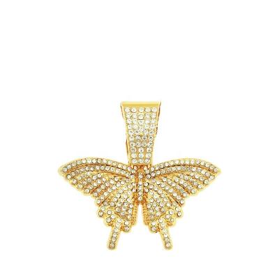 China Hiphop WeSparking EMO Hip Hop Full Diamond Butterfly Stereo Necklace Charm Fashion Jewelry Pendant Accessories for sale