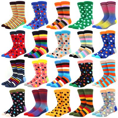 China 1 Pairs Combed Cotton Men's Calf Crew Socks Viable Smart Colorful Funny Men's Calf Crew Socks For Business Dress Wedding Gift Causal Sok for sale