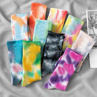 China Viable dye tying high top socks street trend tide socks men and women solid color cotton socks basketball men's socks skateboard socks for sale