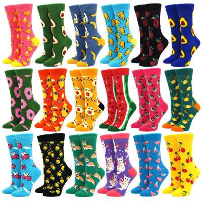 China Hot Selling Colorful Women's Cotton Sweat-absorbent Socks Funny Fruit Pattern Animal Cat Banana Ladies Novelty Cartoon Girl Creative Socks for sale