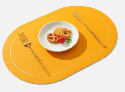 China Oval Western food mat with anti slip particle leather table mat, hotel home bowl mat for sale