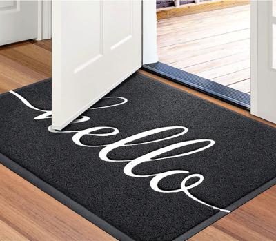 China Home Use PVC Coil Door Mat with Boarder with Printing Durable and Affordable PVC Flooring Mat Black Color for sale