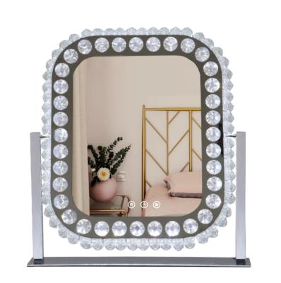 China Cute desktop makeup mirror with light, LED large internet celebrity makeup mirror, foldable and portable makeup mirror for sale