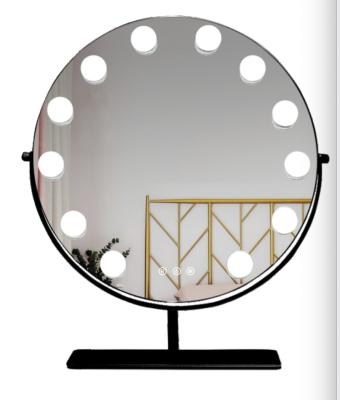 China LED mirror desktop storage European style princess mirror 8-inch 360 degree rotating with light double-sided LED mirror en venta