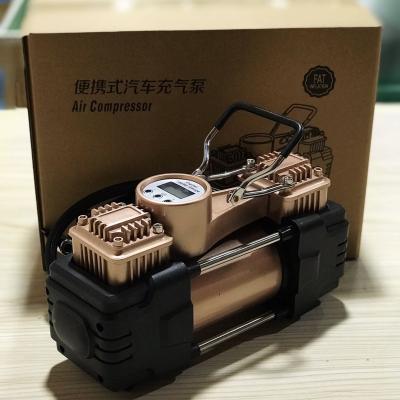 China Multifunctional Car Motorcycle Scooter Bike Bicycle Tire Gold 12V Electric Digital Display Car Air Compressor Portable Pump for sale