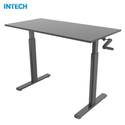 China 47.2 Inch Height Adjustable Height Adjustable Manual Standing Desk Aluminum Table Top Rise Easily From Sit To Stand for sale