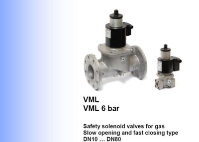 중국 Elektrogas 브랜드 VML 모델 안전 솔레노이드 밸브 DN10 ~ DN80 크기 판매용