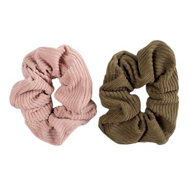 China High Quality Trendy Stripe Velvet Fabric Pilou Hair Bands Large Elastic Hair Scrunchies for sale