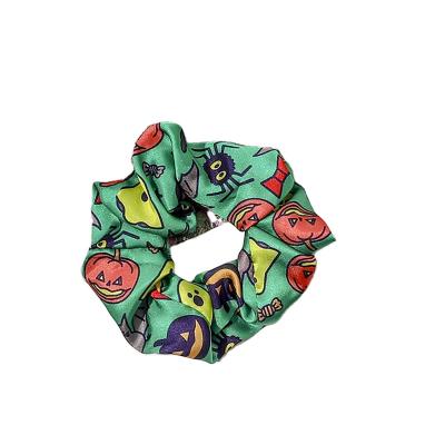 China Fashion Custom Design Halloween Scrunchies Pumpkin Skull Festival Ponytail Hair Scrunchies for sale