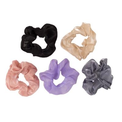 China Factory sale fashion organza color hair scrunchies pure silk satin ponytail hair scrunchies for sale