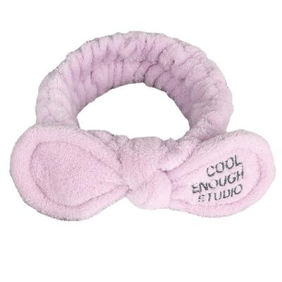 China Fashion Plush Embroidered Letter Knotted Elastic Hair Band Bow Rabbit Ear Large Headbands For Makeup for sale