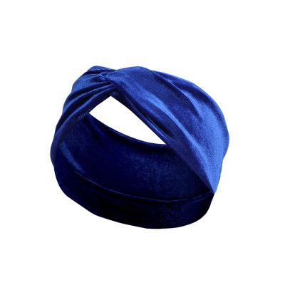 China Fashion Retro Velvet Europe Style Colors Corss Edge Gril Workout Wide Headbands Turban Headbands Sheer Top Knot Headband for sale