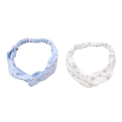 China Fashion Boho floral yoga cross head wrap hair band cotton flower printed turban twisted elastic headbands for women for sale