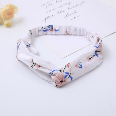 China Colorful Twisted Knotted Elastic Floral Head Wrap Yoga Fashion OEM Chiffon Turban Headband For Women for sale