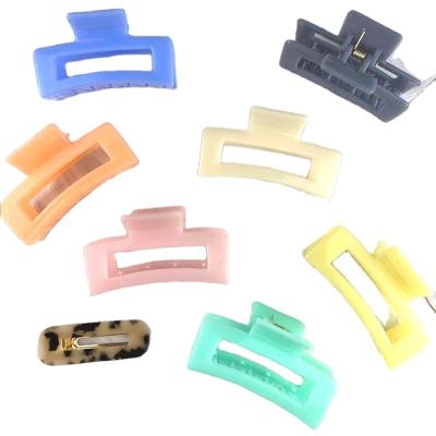 China Retro Fashion Simple Design Square Hollow Hair Clip French Stylish Candy Color Hair Claw Clip for sale