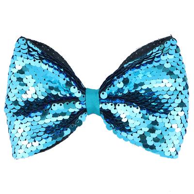 China Beautiful Fashion Bow Hair Clip 5Inch Double Sided Sequined Multiple Color Glitter Hair Pins for sale