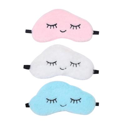 China Cute Comfortable Cartoon Plush Blindfold Travel Sleep Eye Mask With Embroidered Eyelashes Cloud Shape For Sleeping for sale