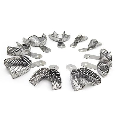 China Impression Steel Dental Autoclavable Trays Perforated Stainless Steel 10 PCS Set for sale