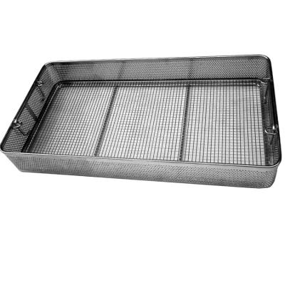 China Customized Wholesale Sustainable Art Storage Wire Basket Stainless Steel Iron Metal Industrial Rectangular Disinfection Basket for sale