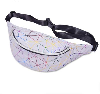 China 2022 Fashion Shape Outdoor Waist Bag Gradient Laser Reflected PU Geometric Designers Fanny Pack Colorful Waist Bag for sale