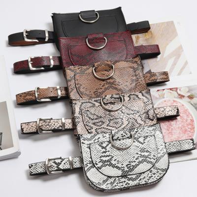 China High Quality Fashion Snakeskin Pattern Mini Custom Pu Leather Fashion Elegant Travel Belt Waist Bag Female for sale