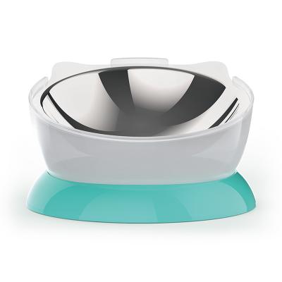 China Popular 15 Degrees Stocked Slanted Stainless Steel Cat Bowl Safeguard Neck Puppy Non-Slip Driver Pet Bowls for sale