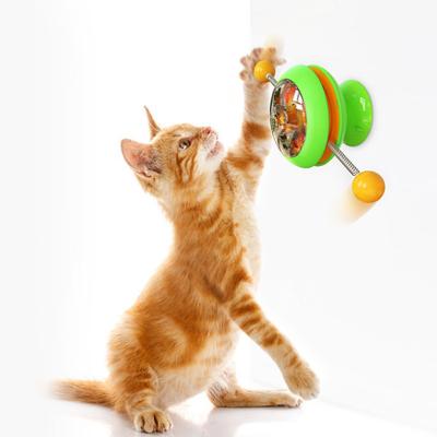 China Funny Rotating Pet Viable Toy Interactive Turntable Cat Toys With Powerful Suction Cup And Catnip Balls for sale