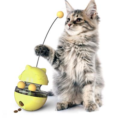 China High Quality Viable Ball Cat Turntable Toy Leaking Food Funny Cat Stick Tumbler Pet Toy Driver for sale