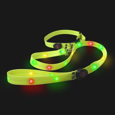 China 2021 Reflective Dog Cat Collars Soft Unique Reflective Set Rope And Collar Led Pet Leash for sale