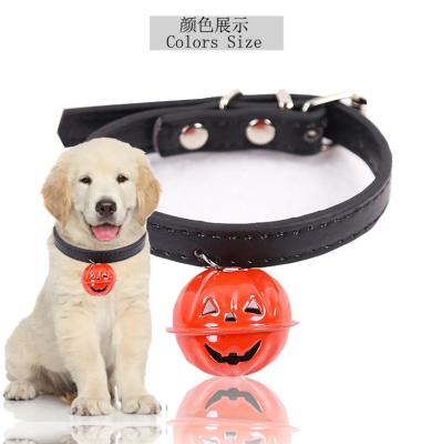 China Viable Cheap Price Christmas Halloween Accessories Pumpkin Bells Cortex Soft Leash Dog Collar for sale