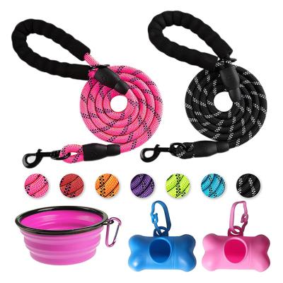 China Round Rope 1.5M Explosion-proof Dog Leash Reflective Sponge Handle Reflective Nylon Pet Leash for sale