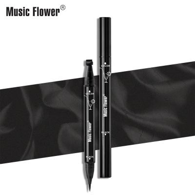 China Low MOQ Eye Decoration Makeup Pen Music Flower Double Headed Double Headed Tattoo Pen Tattoo Seal Black Eyeliner Sticker Waterproof Star Stamp Pencil for sale