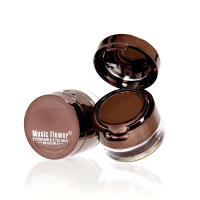 China Music Waterproof Flower Waterproof Long Lasting 2 in 1 Black Brown Eyeliner Gel Eyebrow Pomade Eyebrow Powder for sale