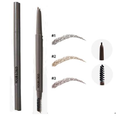 China Factory Wholesale Waterproof Hot Sale Cosmetics OEM Double Sides Gray Colored Slim Eyebrow Pencil Private Label Brow Pencil for sale