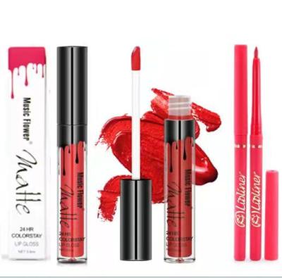 China Wholesale Waterproof Cosmetic Makeup Kit Private Label Lip Liner Customize Logo Moisturizing Matte Waterpoof Lip Gloss Set Lipliner for sale