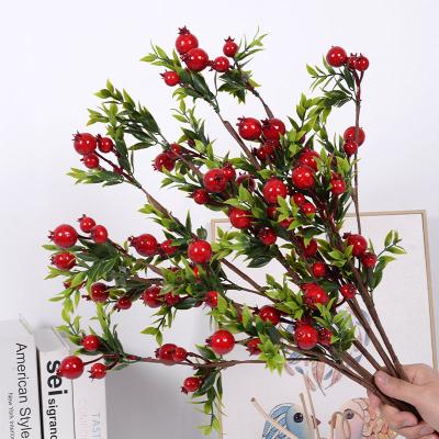 China Foam Simulation of Small Pomegranate Berry Branches Fake Flower Home Wedding New Year Decoration Artificial Pomegranate Plants for sale