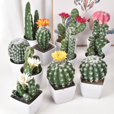 China PU Plant Small Cactus Simulation Potted Plant For Modern Simple Office Decor Mini Artificial Succulent DIY Home Bonsai for sale