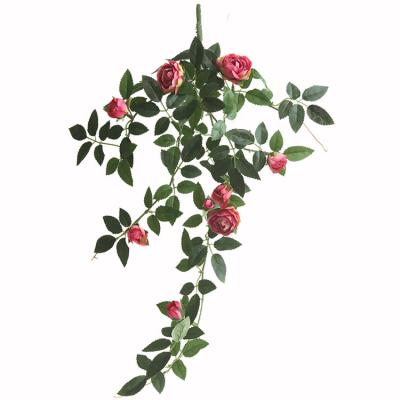 China Real Minimalist Rose Bud Rattan Flower Photography Props Hotel Decoration Home Living Room Layout Imitation Flower Arrangement for sale