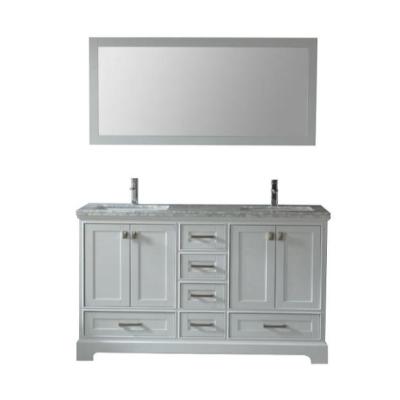 China ENTOP Allen Roth Luxury Bathroom-Furniture Vanity Modern Floor White Paint Wood Antique Double Sinks for sale