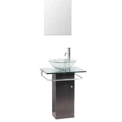 China Traditional Free Standing Glass Entop Bathroom Sink Vanity Set for sale